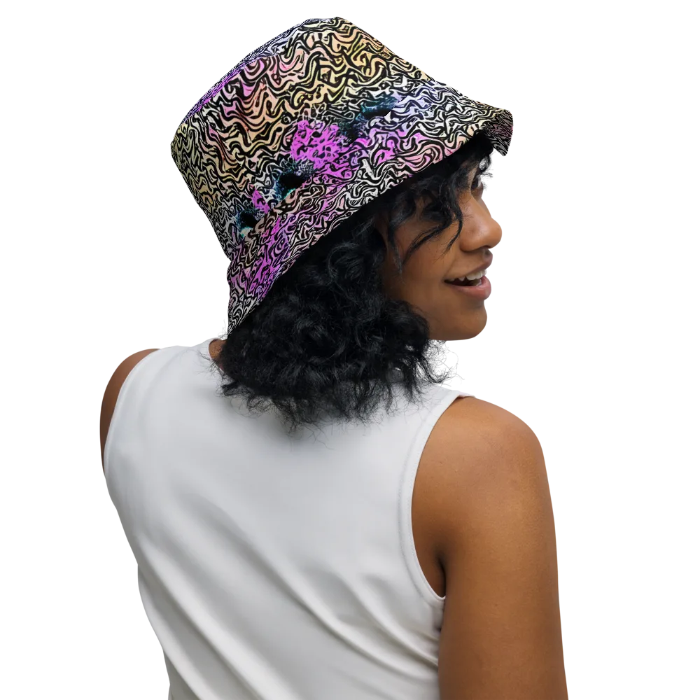 Neon Marbled Muse on Reversible Bucket Hat — Right Outside