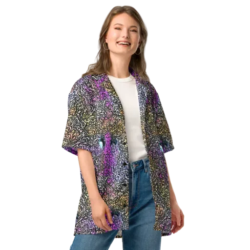 Neon Marbled Muse on a Button Shirt