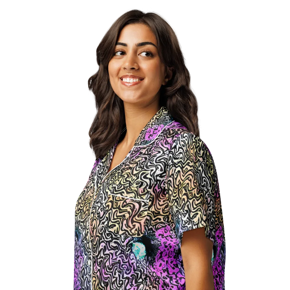 Neon Marbled Muse on Women's Short Sleeve Pajama Top — Left Front