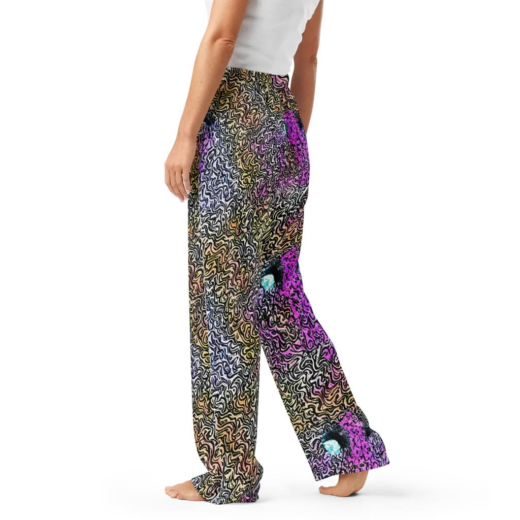Neon Marbled Muse on Women's Pajama Pants — Left