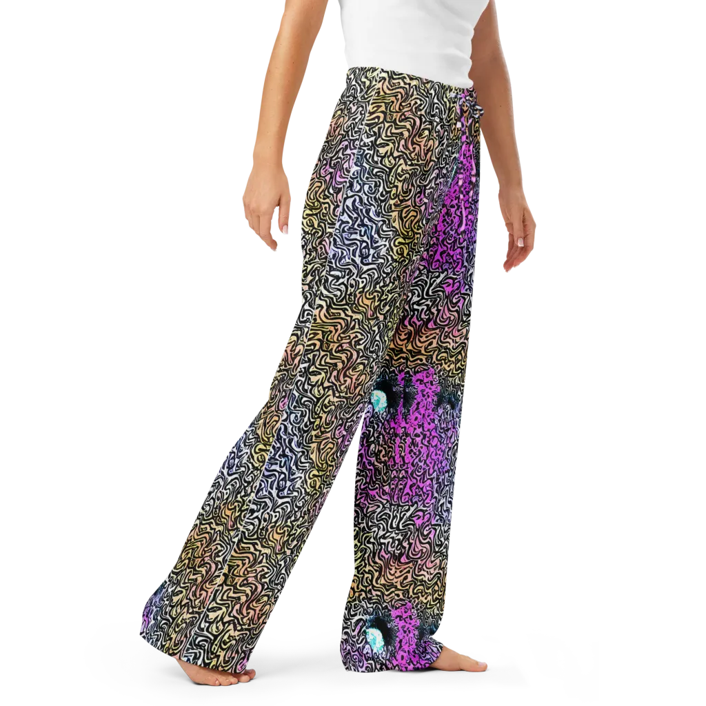 Neon Marbled Muse on Women's Pajama Pants — Right Front