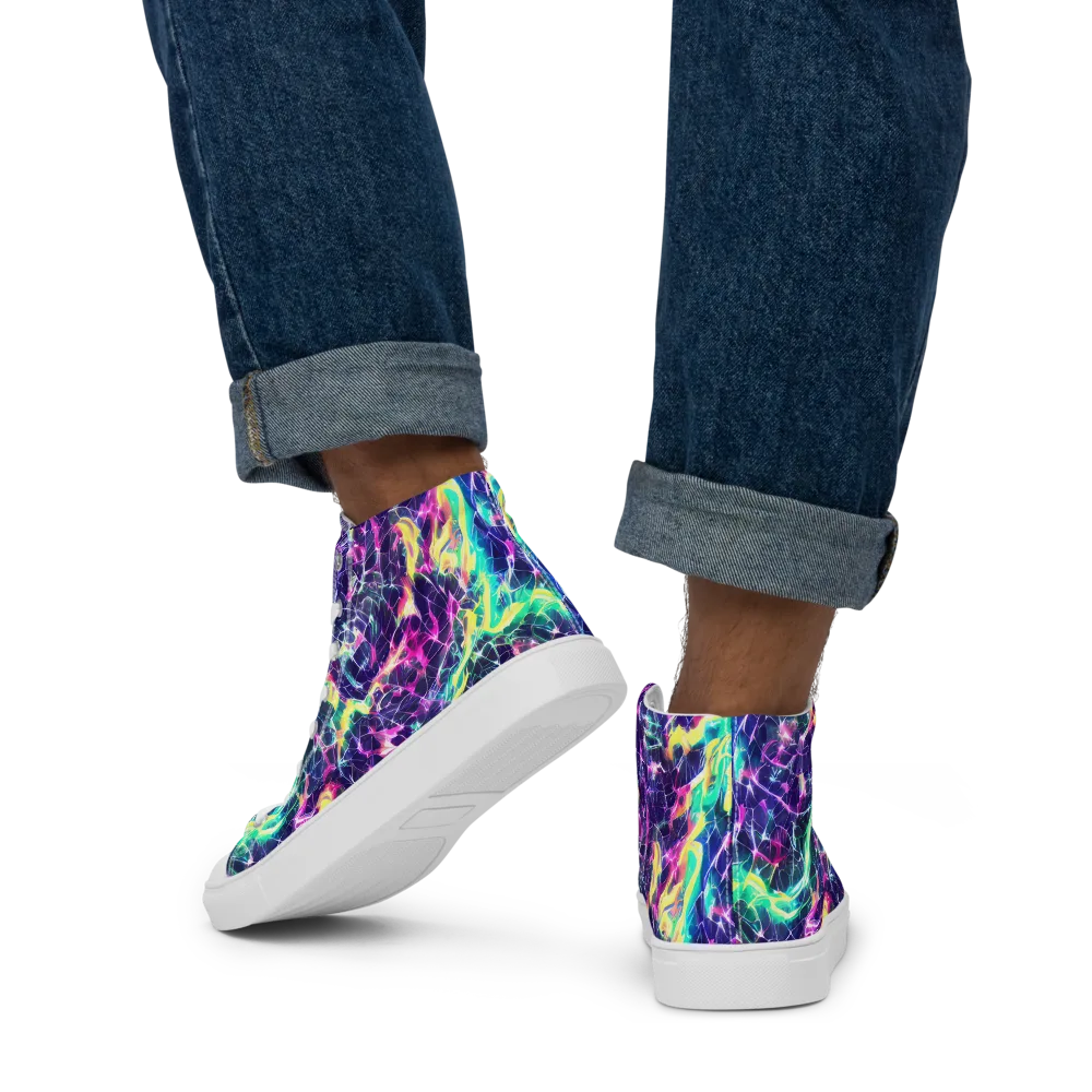 Hypercolor Rift on Men's High Top Canvas Shoes — Back