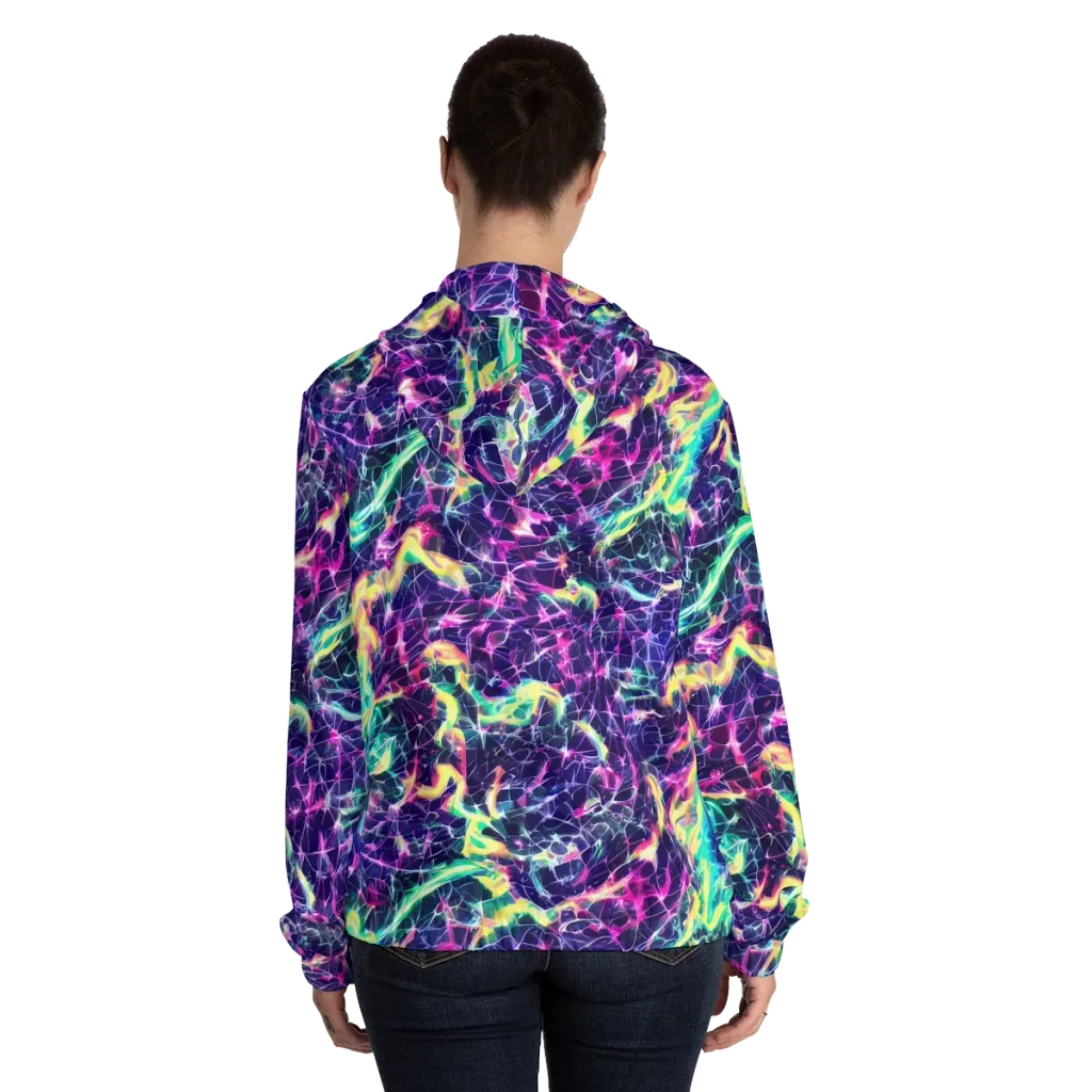 Hypercolor Rift on Women's Full-Zip Hoodie — Back On Person
