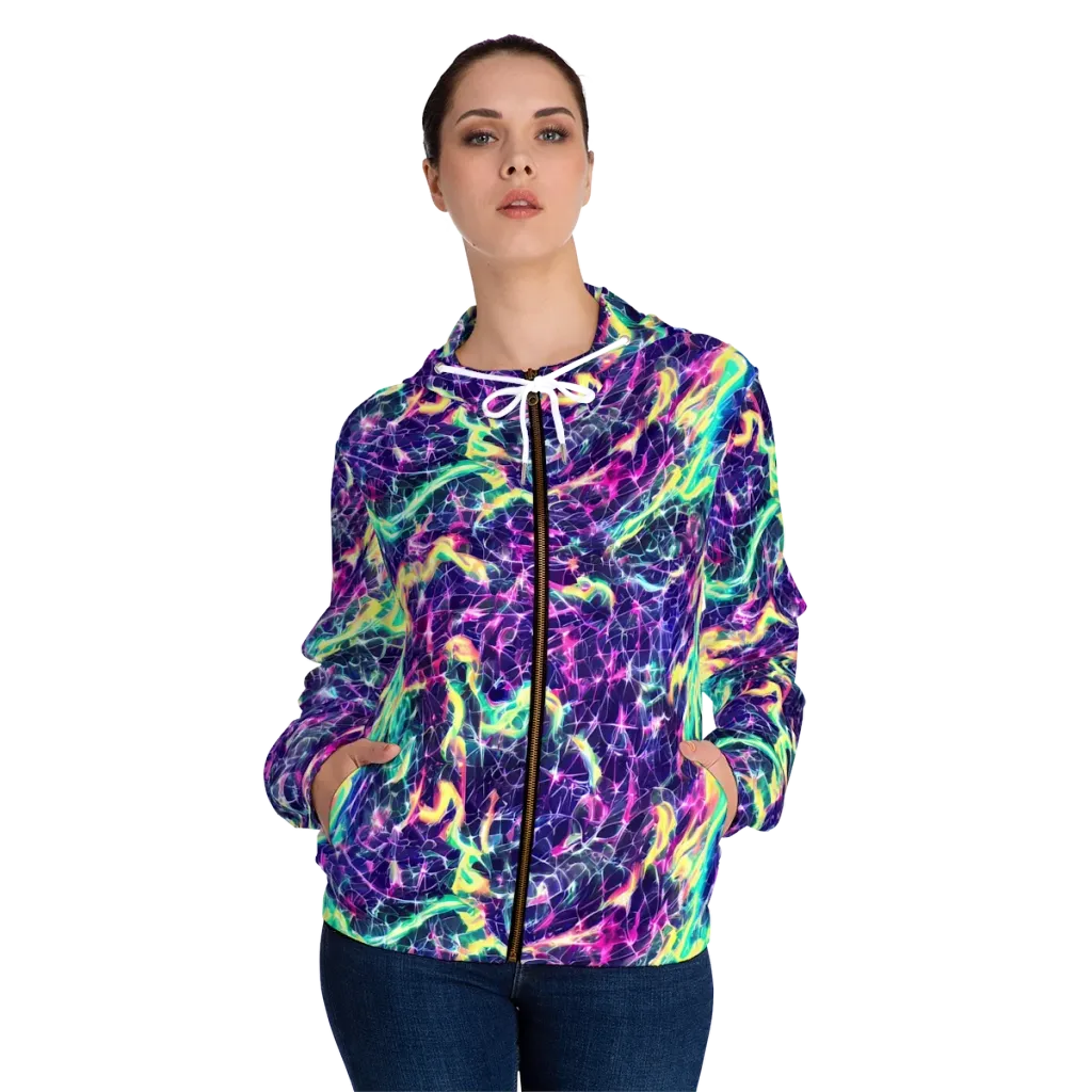 Hypercolor Rift on Women's Full-Zip Hoodie — Front On Person