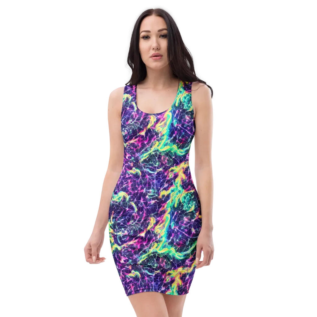 Hypercolor Rift on Bodycon Dress — Front