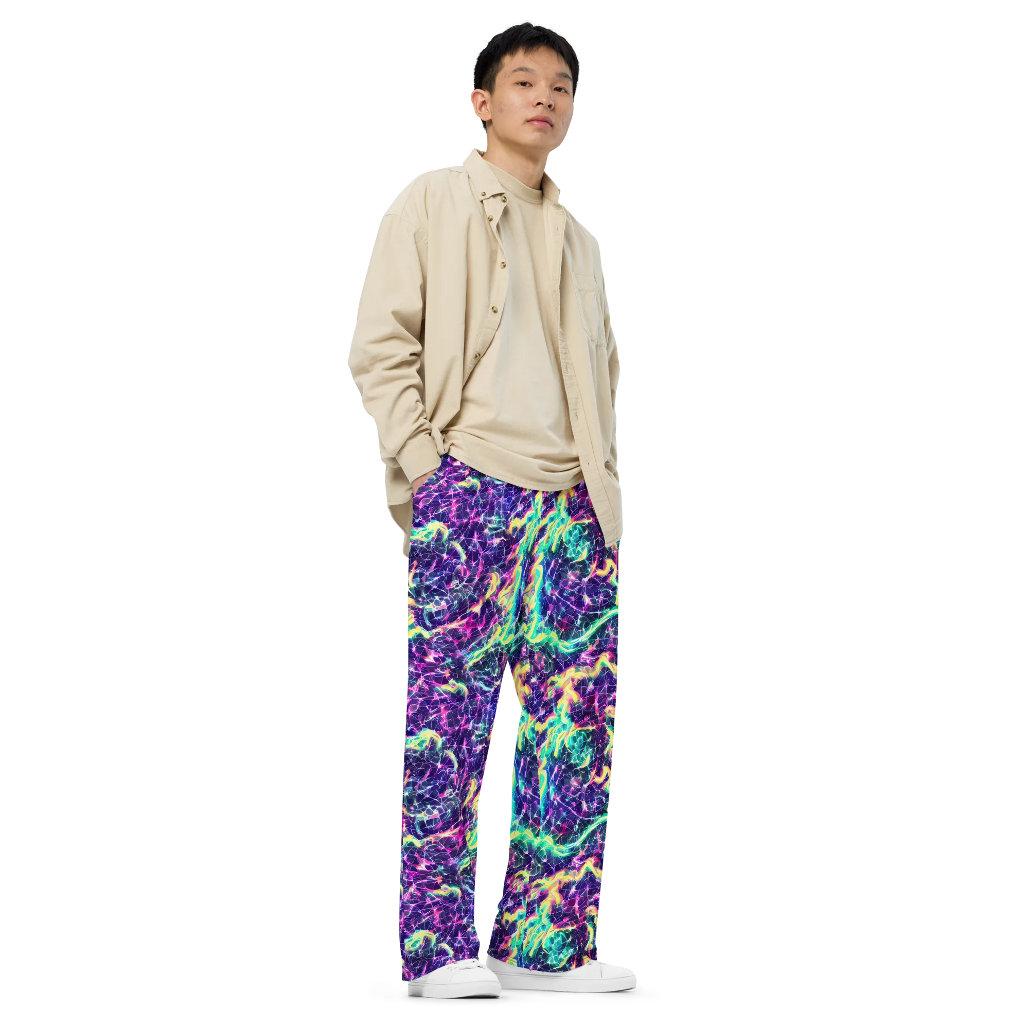 Hypercolor Rift on Wide-Leg Pants — Right Front