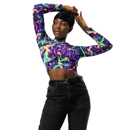 Hypercolor Rift on a Long Sleeve Crop Top