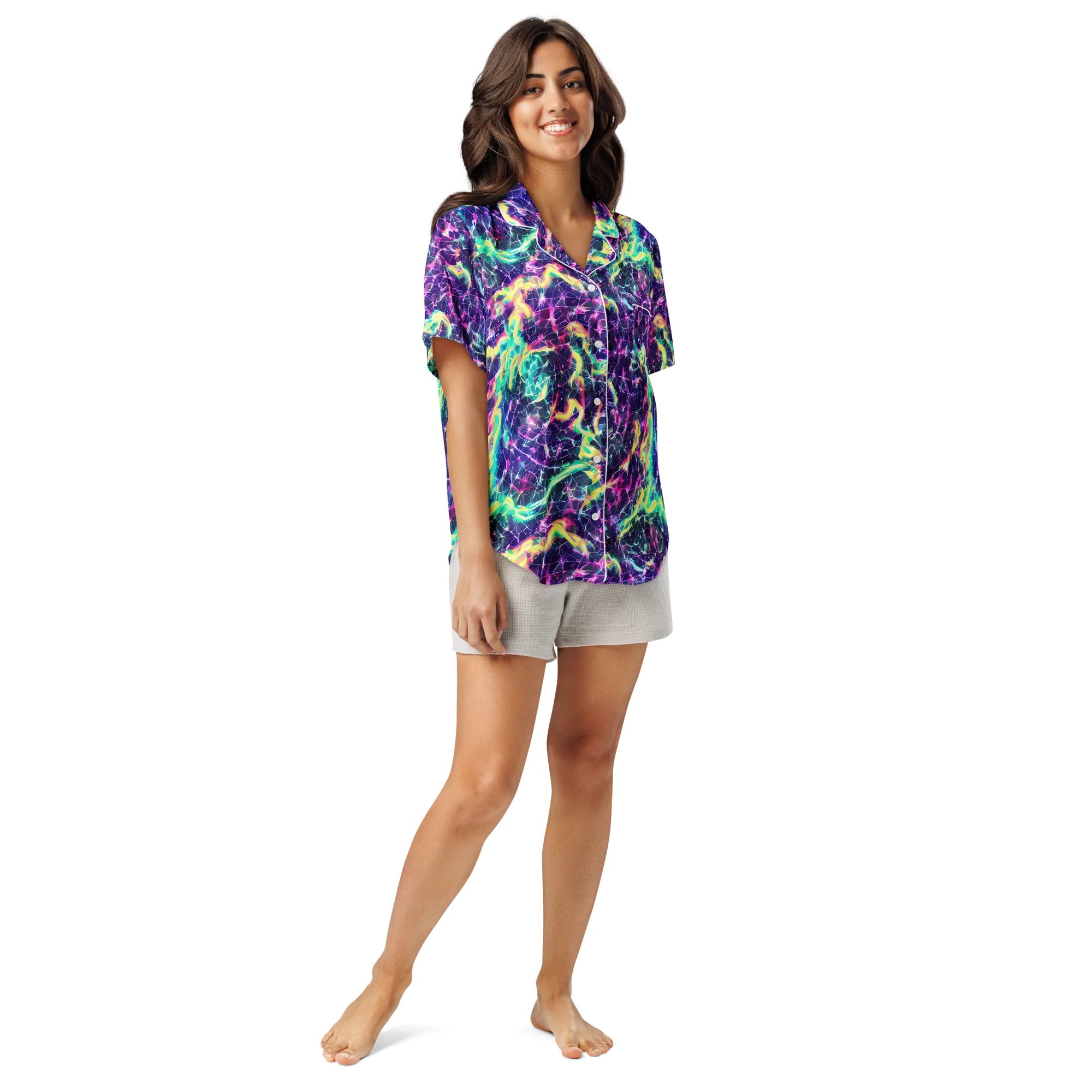 Hypercolor Rift on Women's Short Sleeve Pajama Top — Front