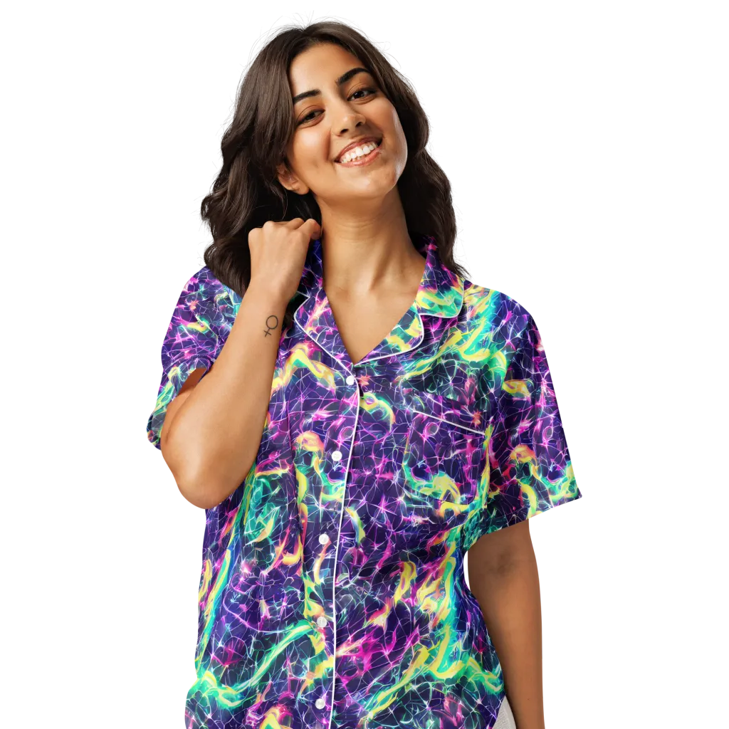 Hypercolor Rift on Women's Short Sleeve Pajama Top — Front