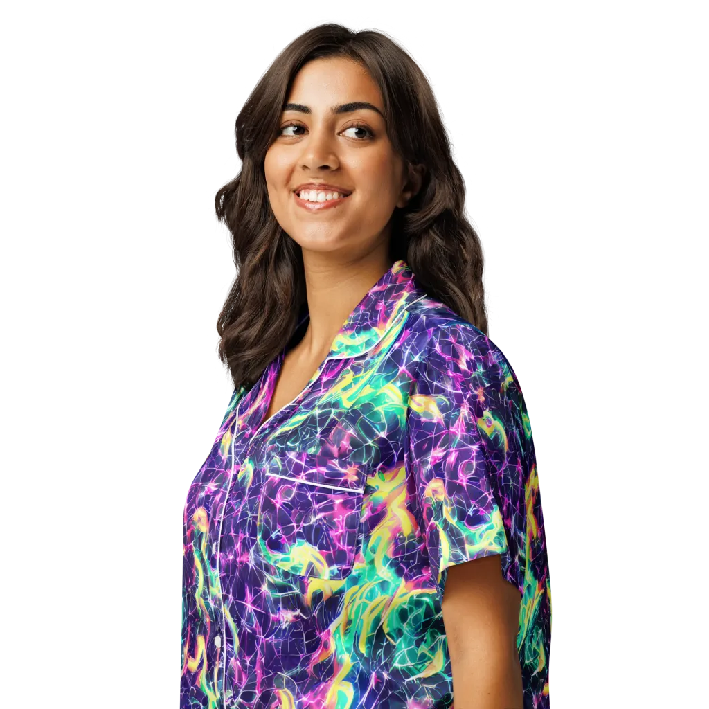 Hypercolor Rift on Women's Short Sleeve Pajama Top — Left Front