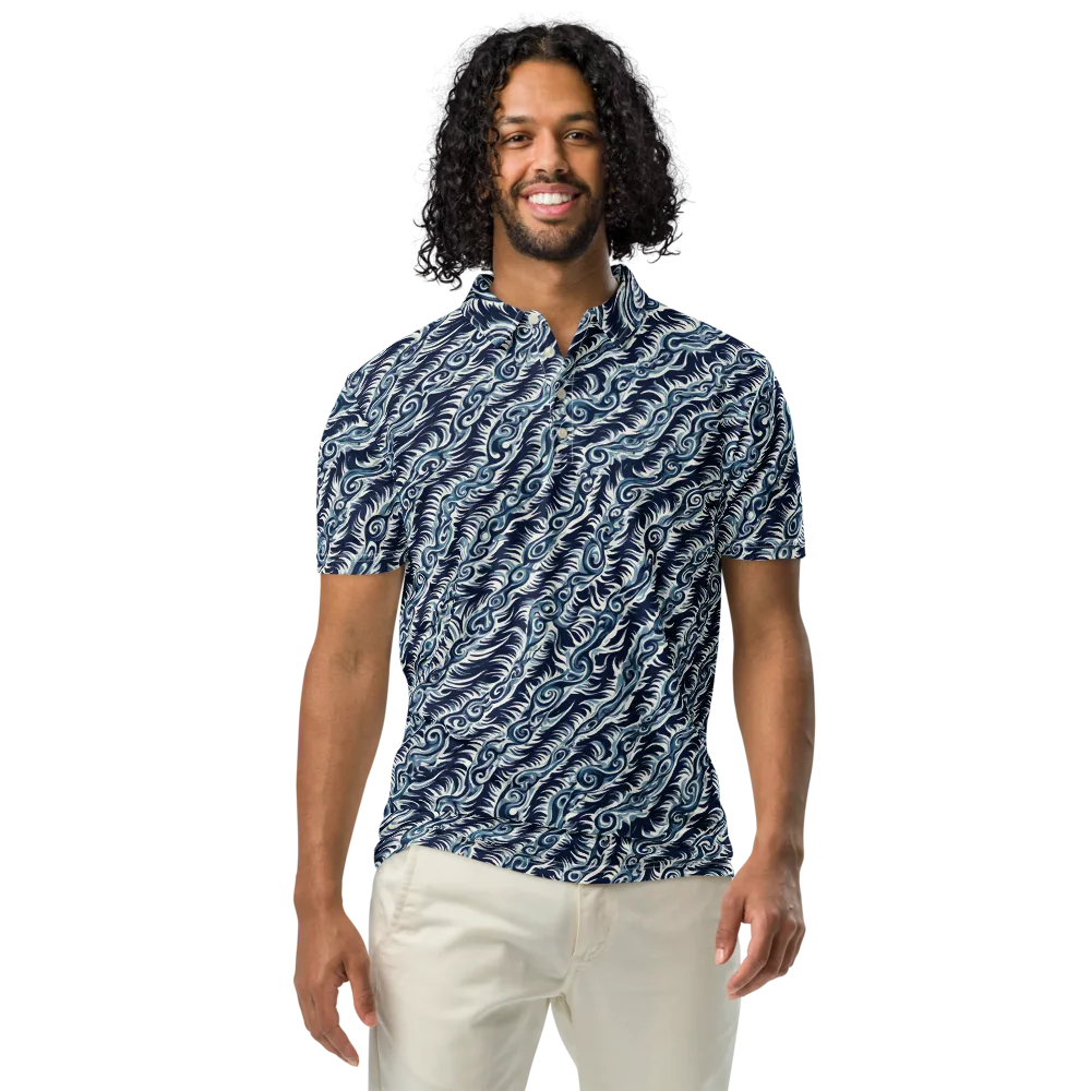 Midnight Tide on Men's Slim Fit Polo Shirt — Front