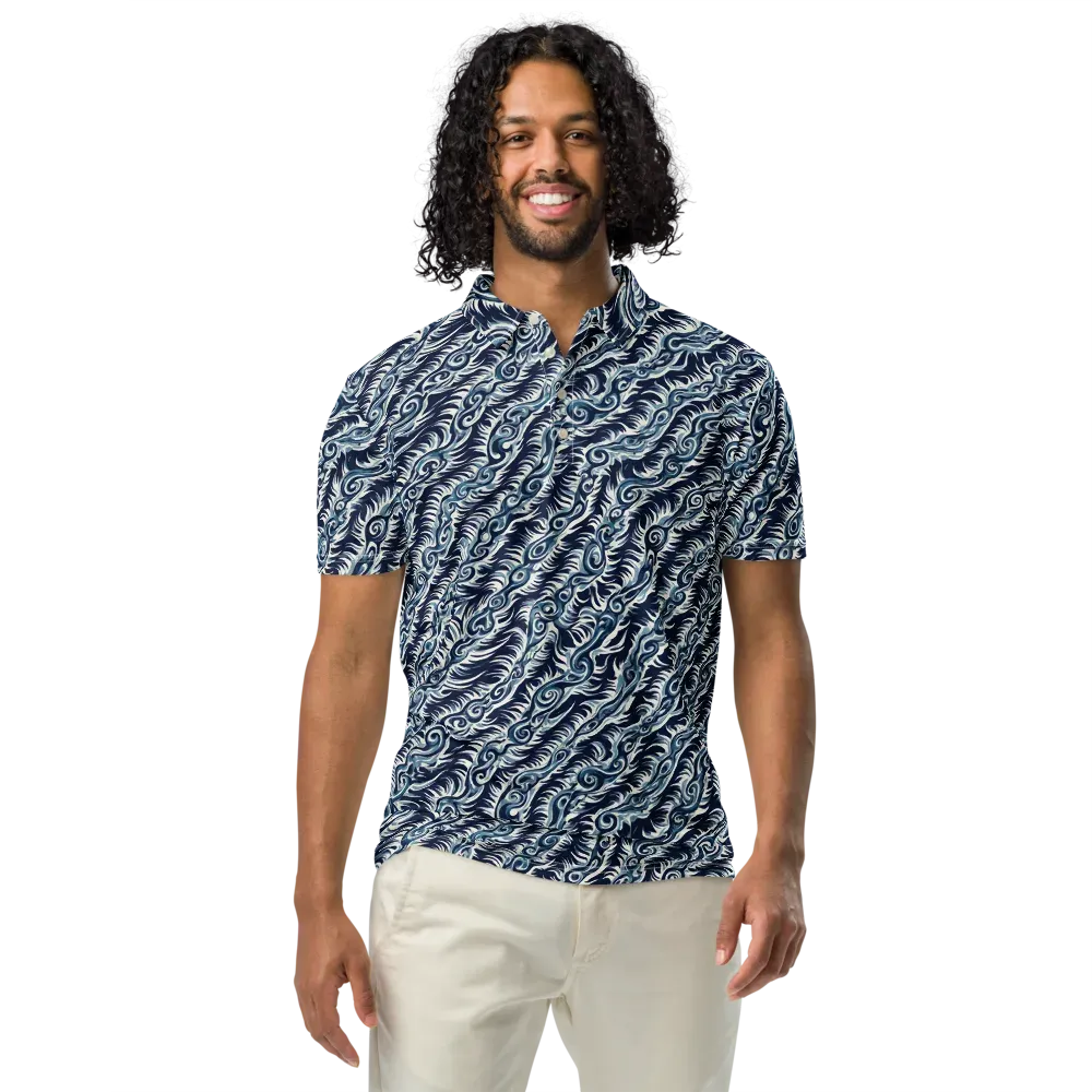 Midnight Tide on Men's Slim Fit Polo Shirt — Front