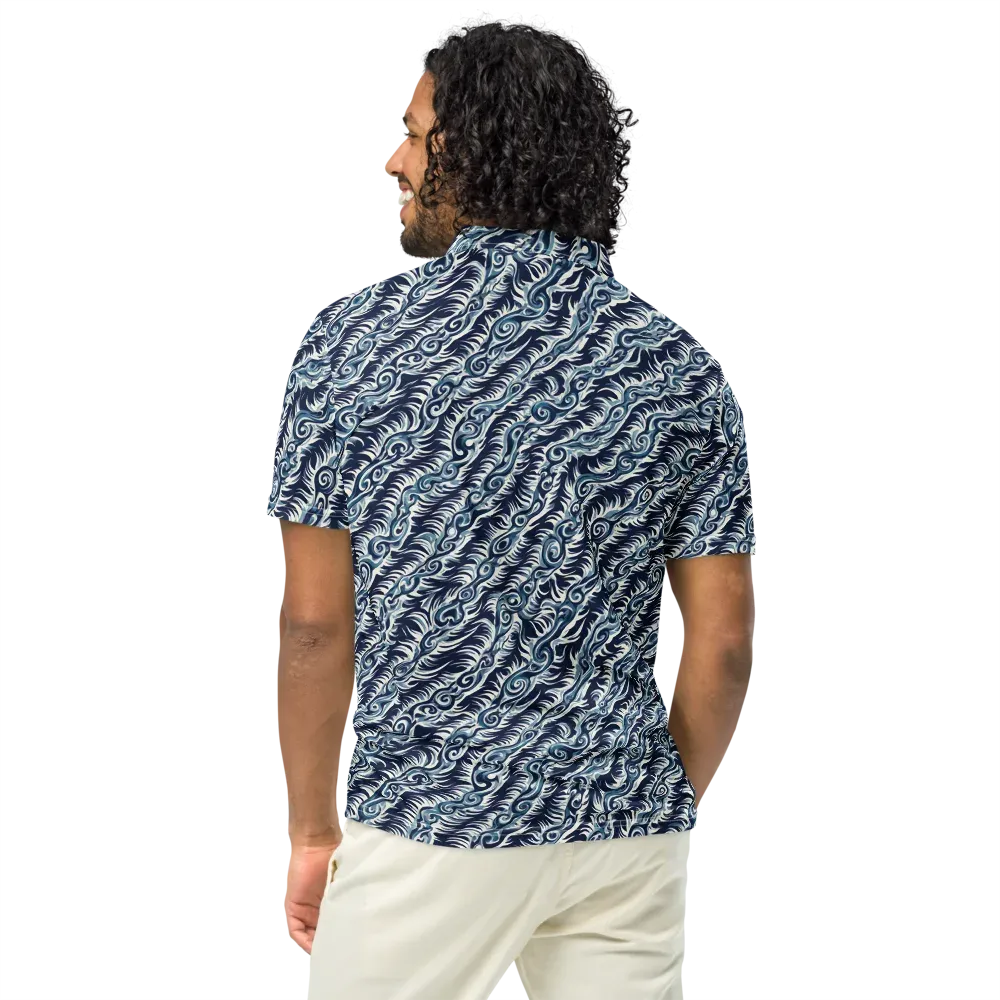 Midnight Tide on Men's Slim Fit Polo Shirt — Back