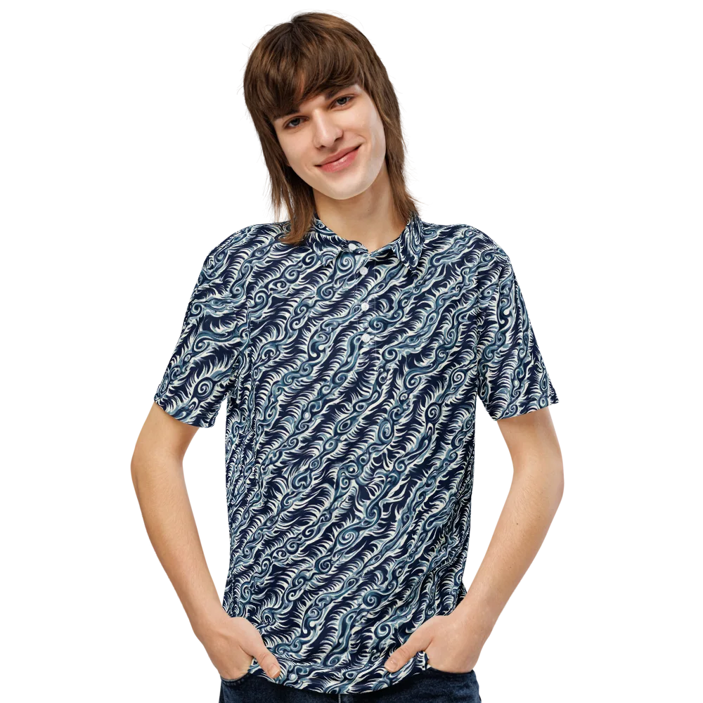 Midnight Tide on Men's Slim Fit Polo Shirt — Front