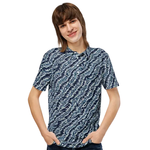 Midnight Tide on a Men's Slim Fit Polo Shirt