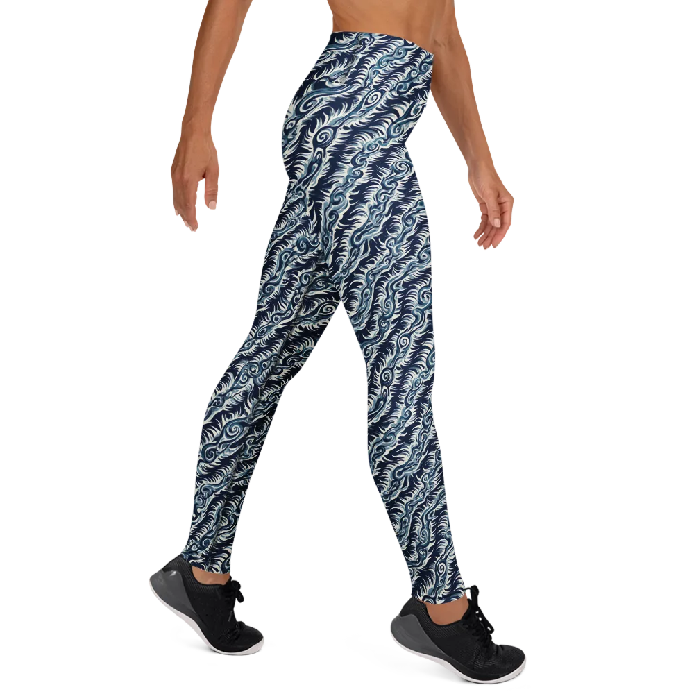 Midnight Tide on Yoga Leggings — Right