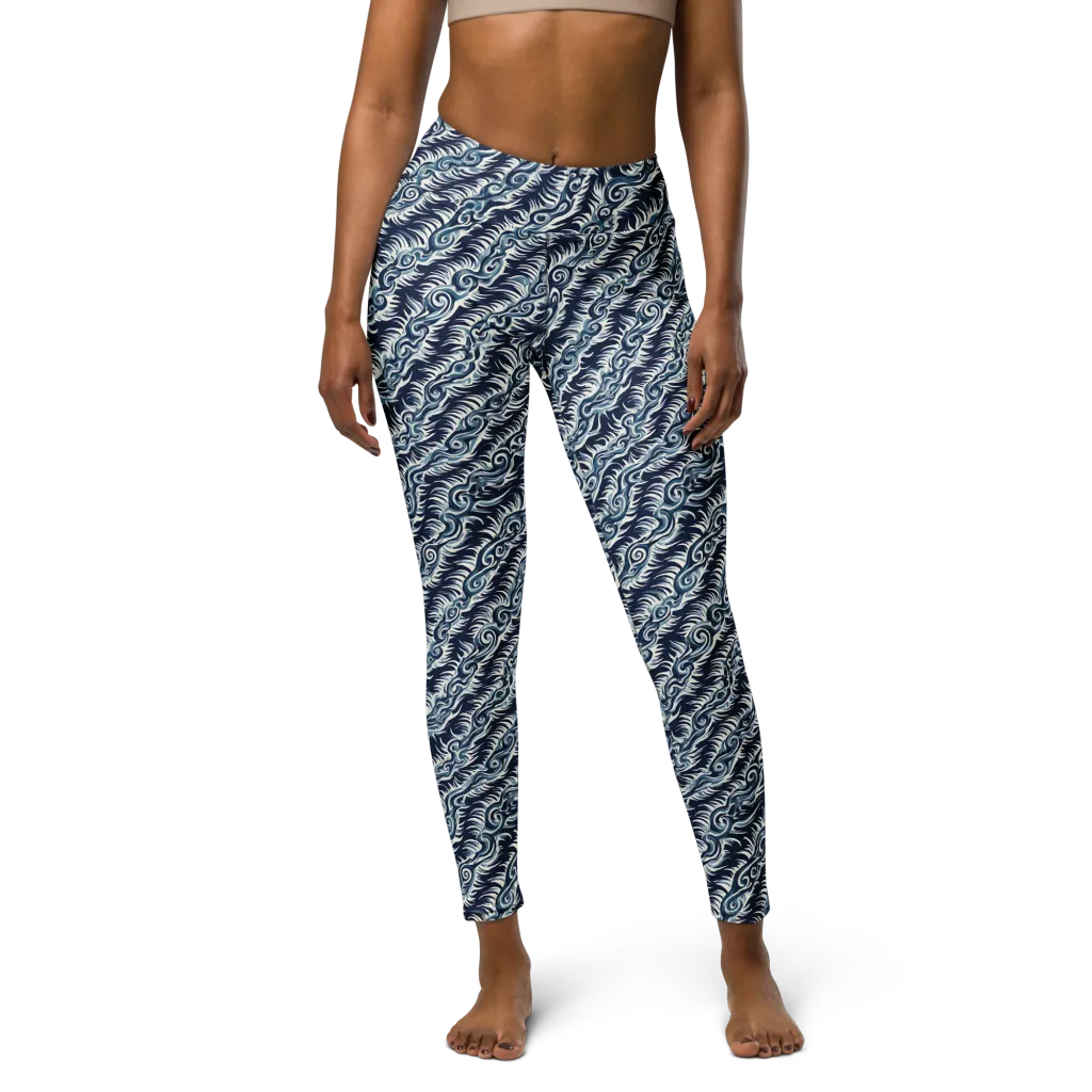 Midnight Tide on Yoga Leggings — Front