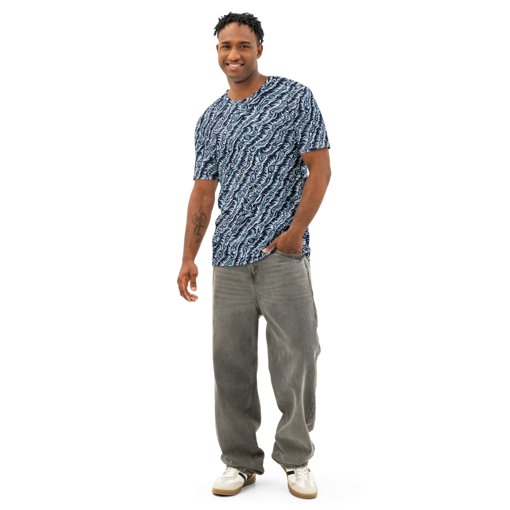 Midnight Tide on Men's Cotton Crew Neck T-Shirt — Front