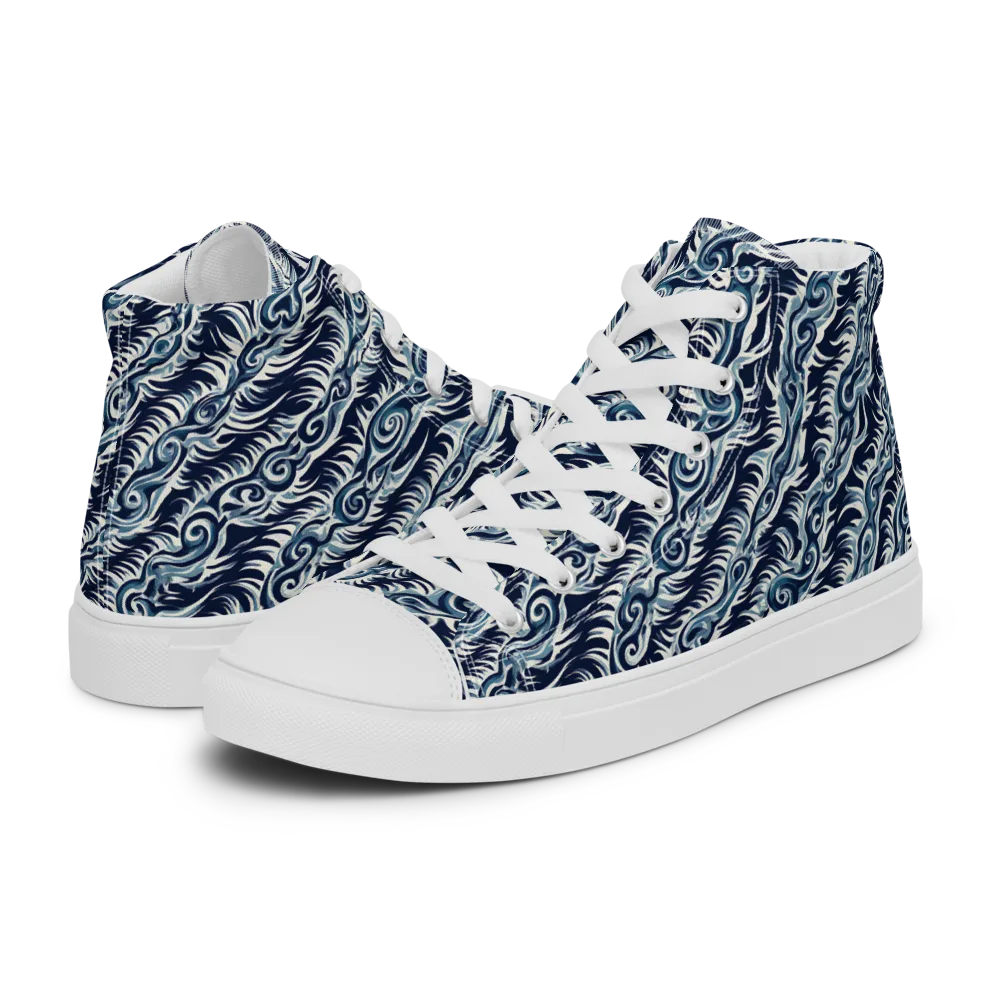 Midnight Tide on Men's High Top Canvas Shoes — Left