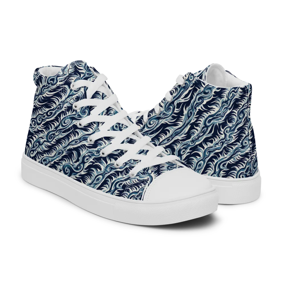 Midnight Tide on Men's High Top Canvas Shoes — Right