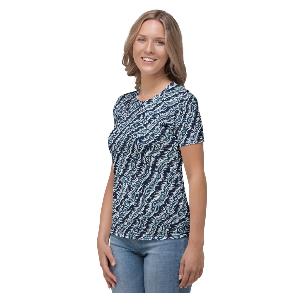 Midnight Tide on Women's Crew Neck T-Shirt — Left