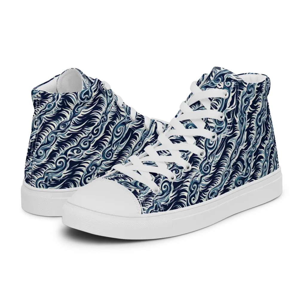 Midnight Tide on Women's High Top Canvas Shoes — Left
