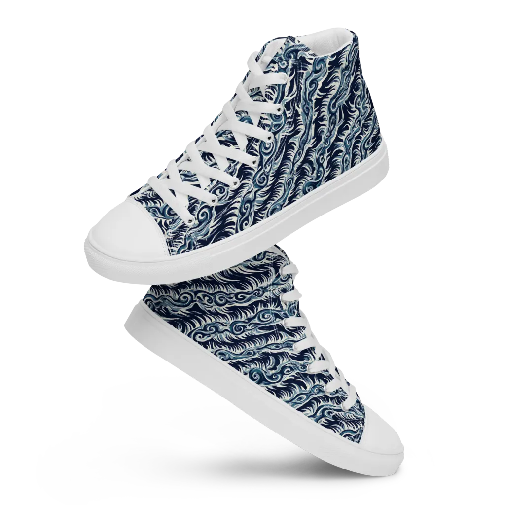Midnight Tide on Women's High Top Canvas Shoes — Front