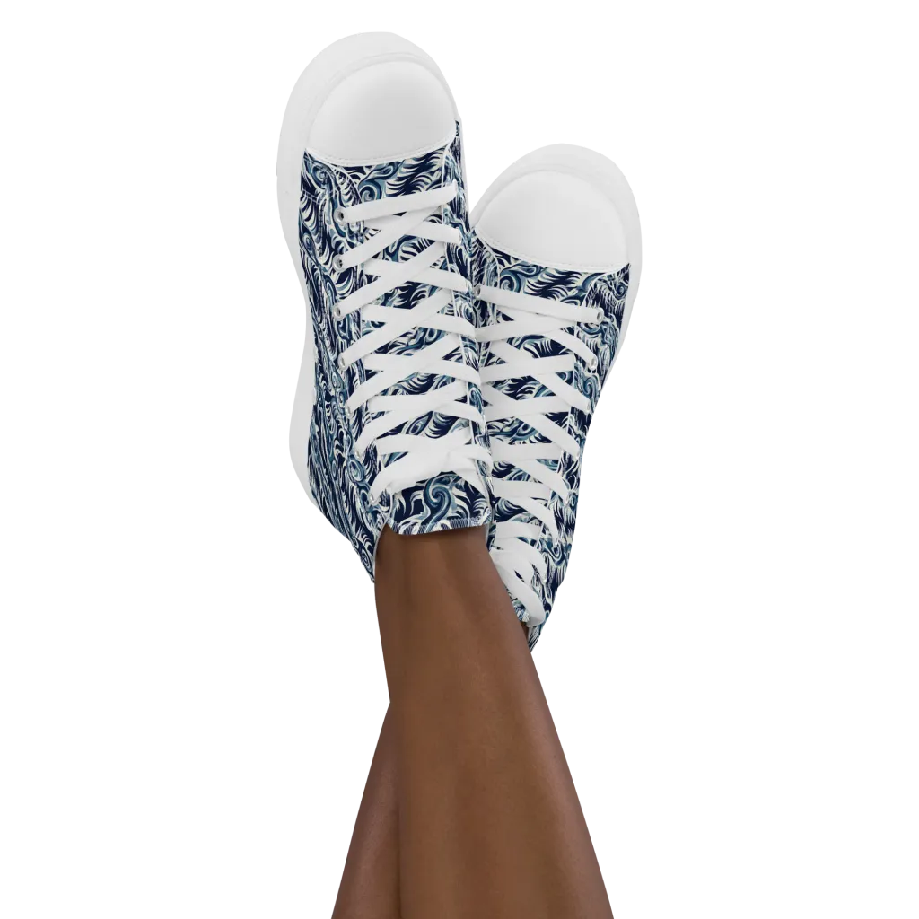 Midnight Tide on Women's High Top Canvas Shoes — Front