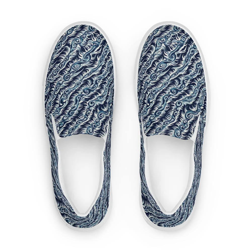 Midnight Tide on Men's Slip-On Canvas Shoes — Front