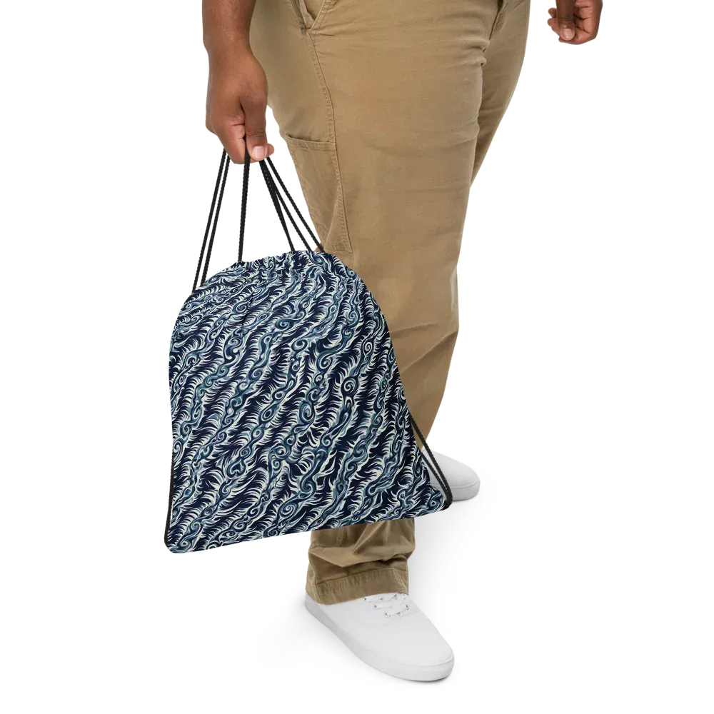 Midnight Tide on Drawstring Bag — Front
