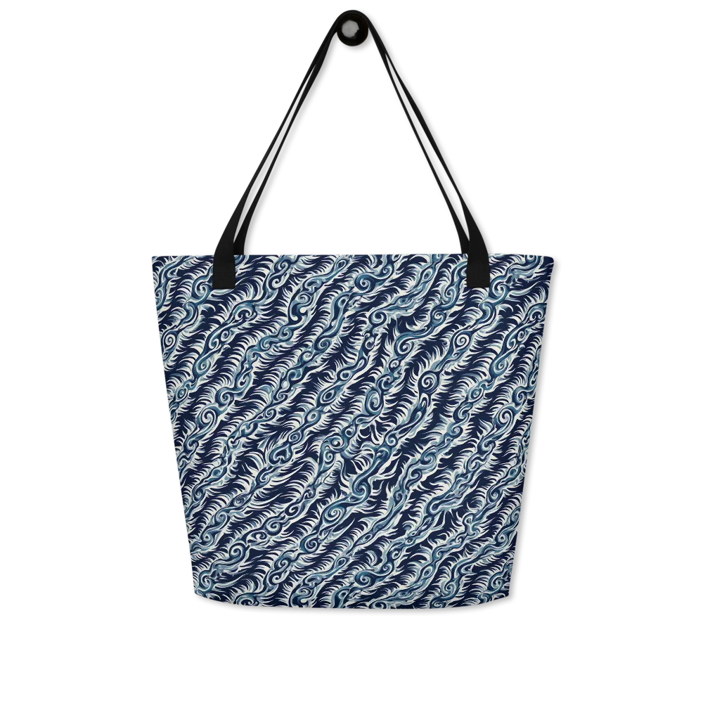Midnight Tide on Large Tote Bag W/ Pocket — Front