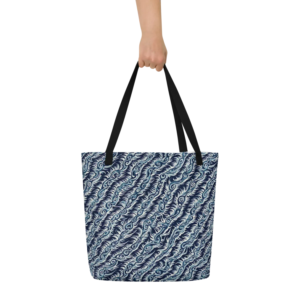 Midnight Tide on Large Tote Bag W/ Pocket — Front