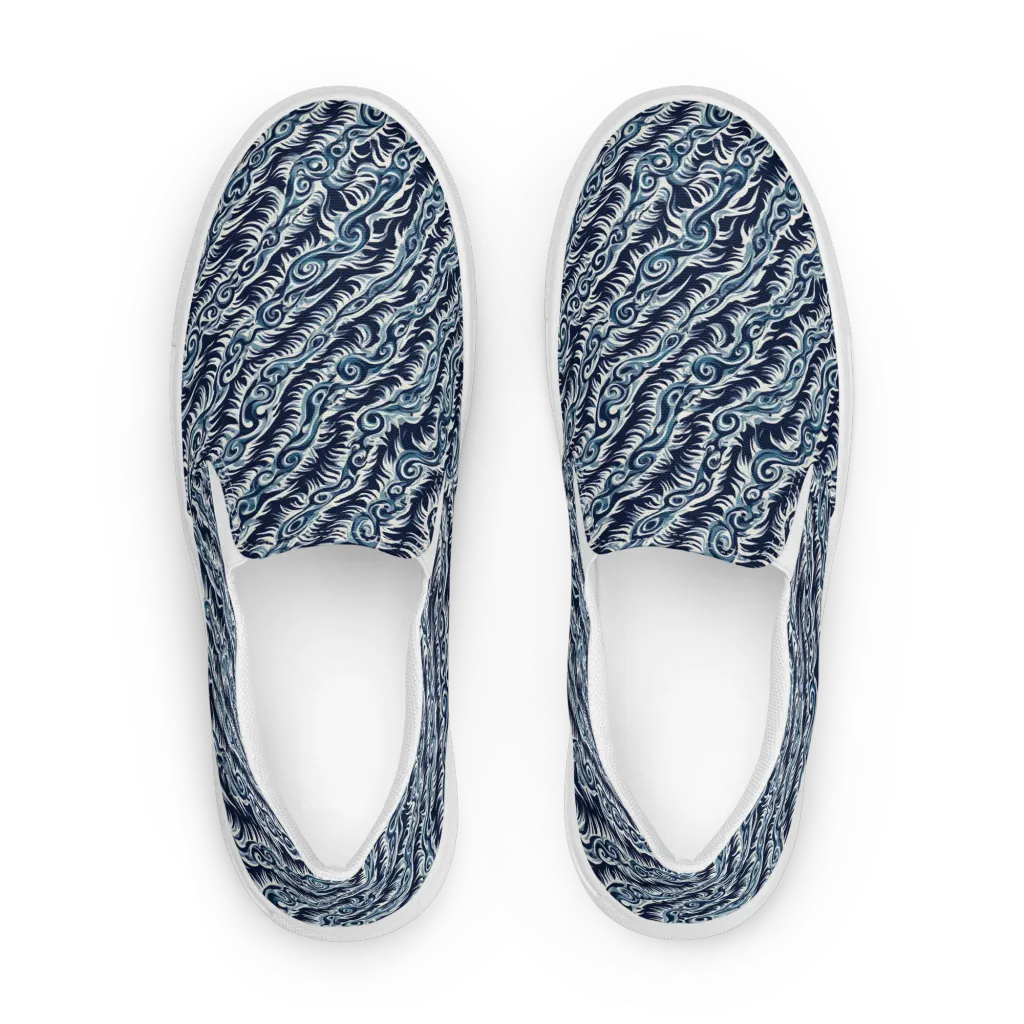 Midnight Tide on Women's Slip-On Canvas Shoes — Front