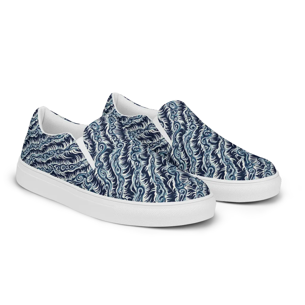 Midnight Tide on Women's Slip-On Canvas Shoes — Right Front