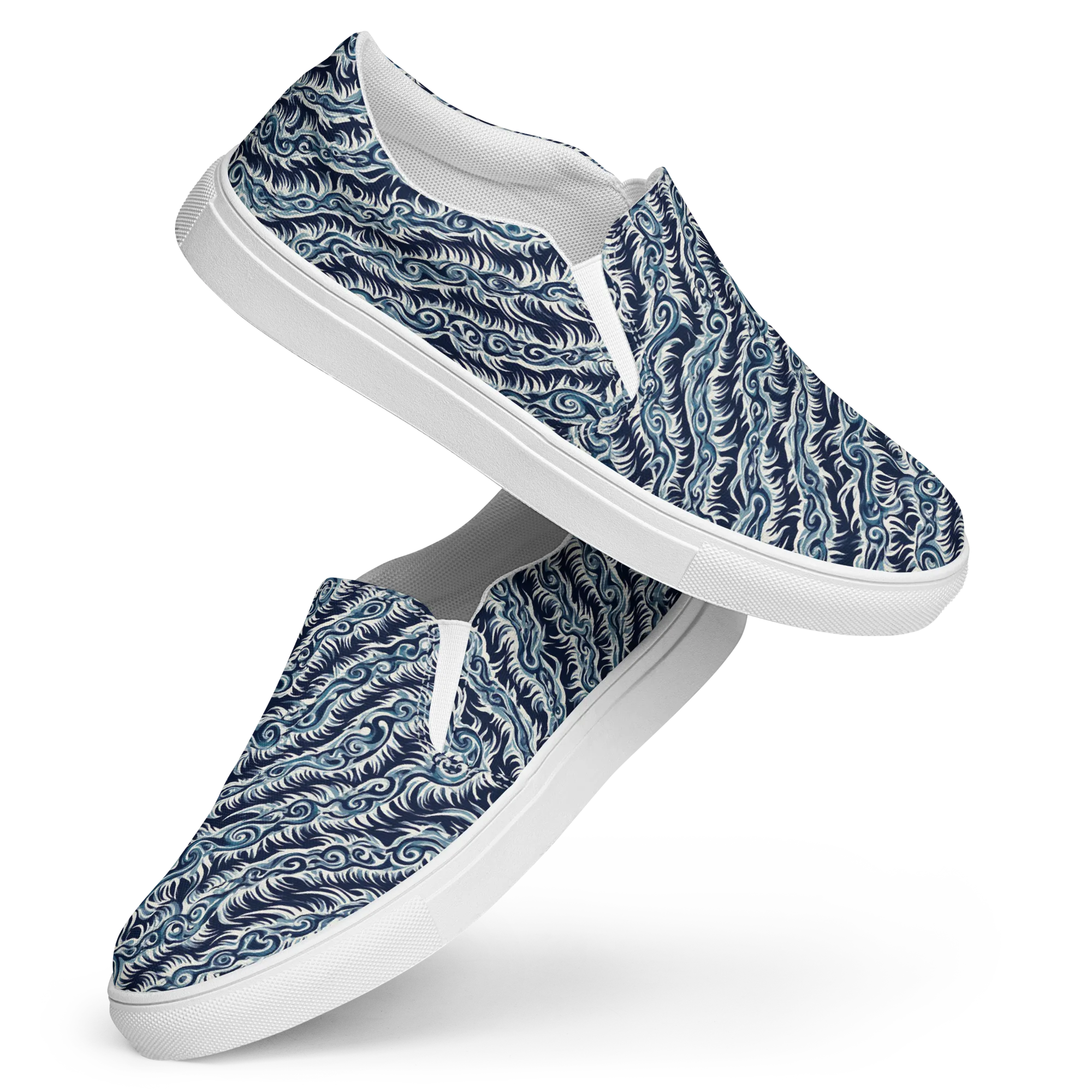 Midnight Tide on Women's Slip-On Canvas Shoes — Front