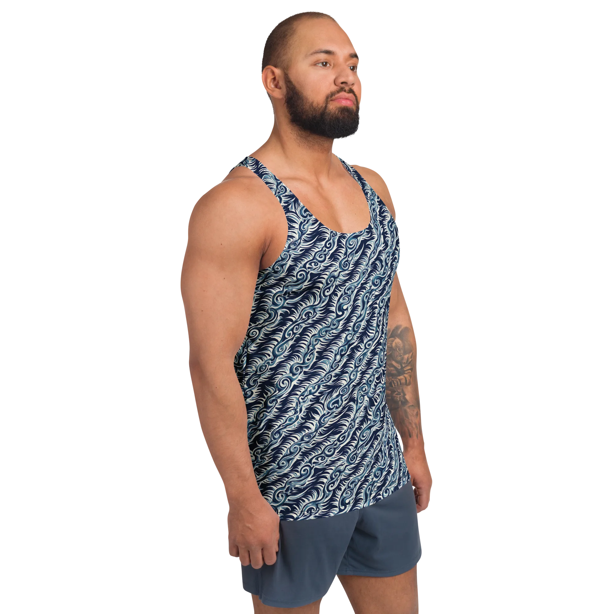 Midnight Tide on Men's Tank Top — Right Front