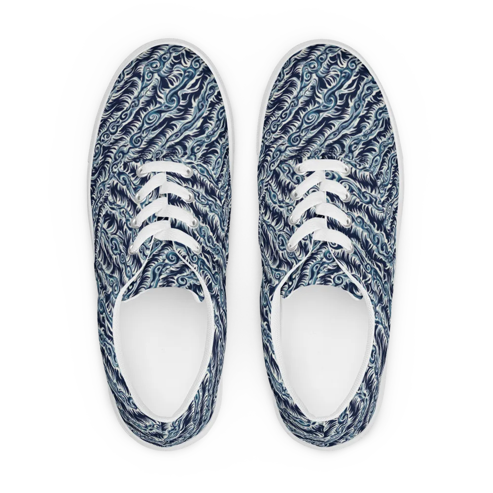 Midnight Tide on Men's Lace-Up Canvas Shoes — Front