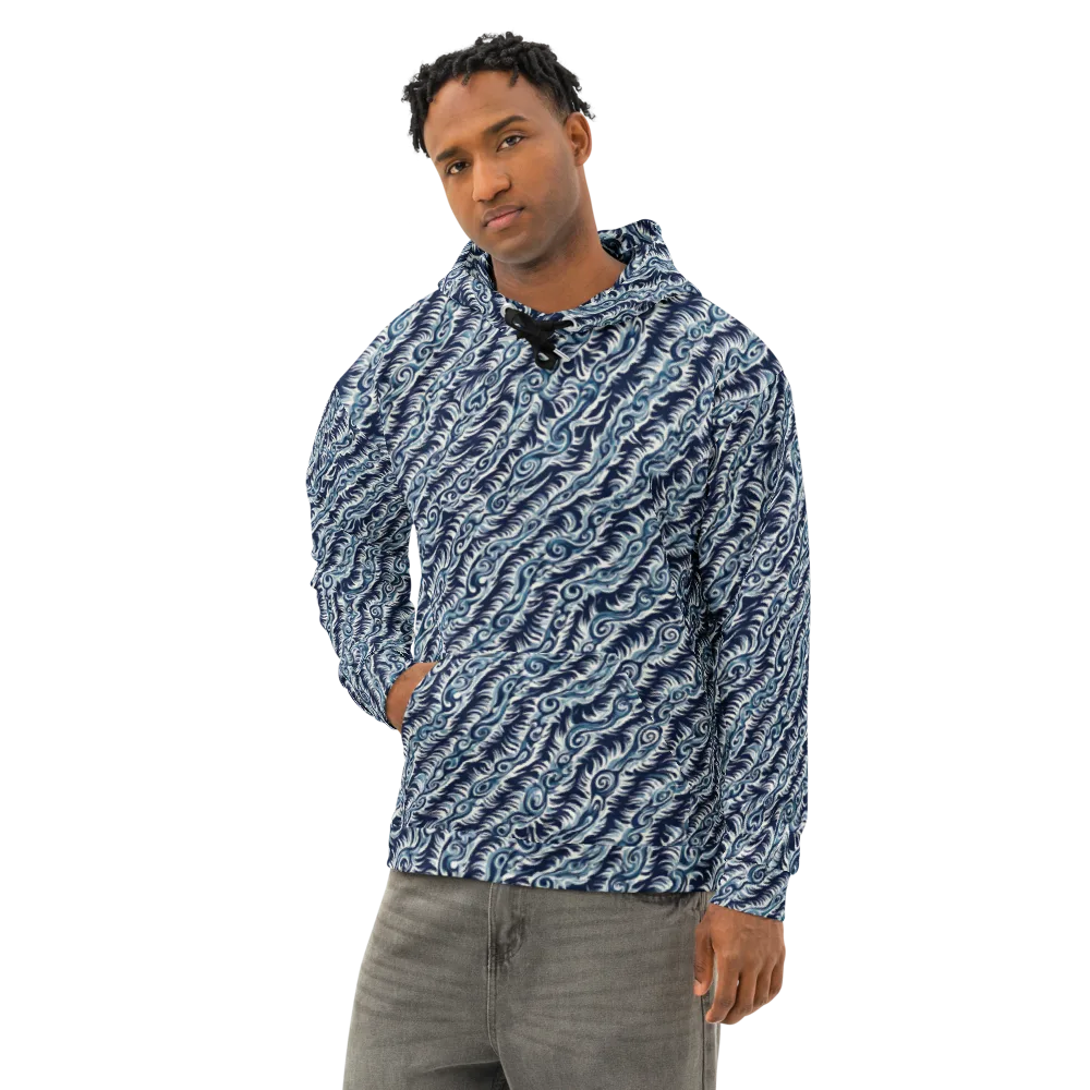 Midnight Tide on Cotton Hoodie — Left Front