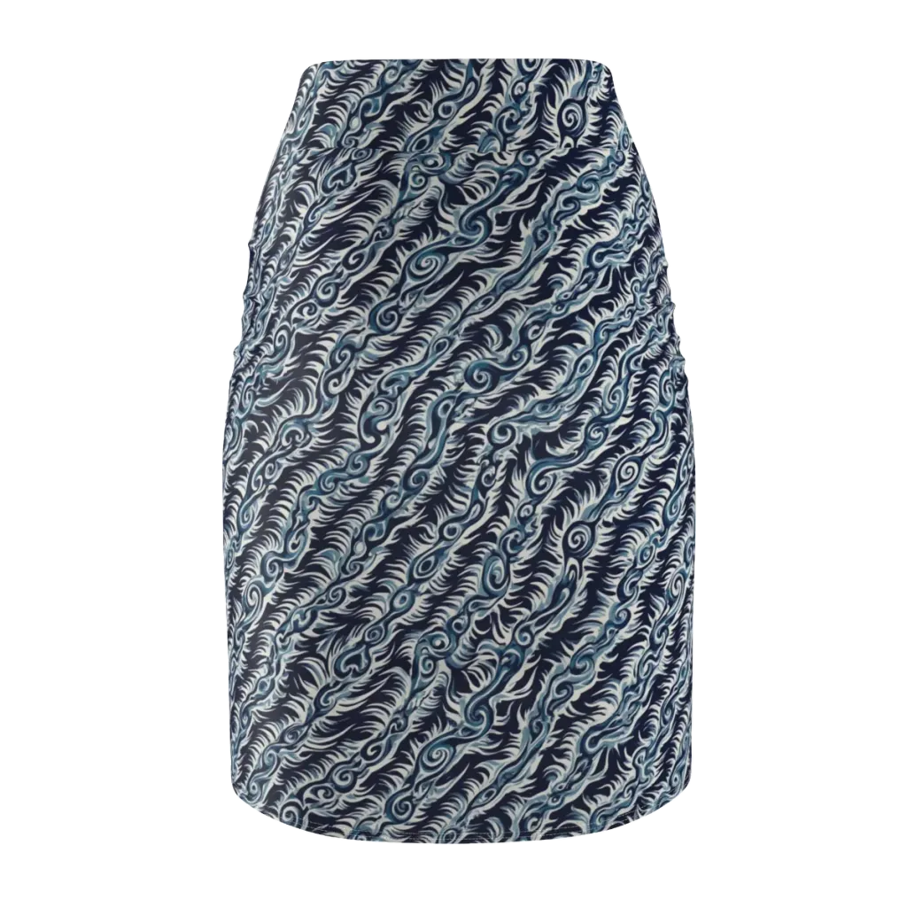 Midnight Tide on Pencil Skirt — Back
