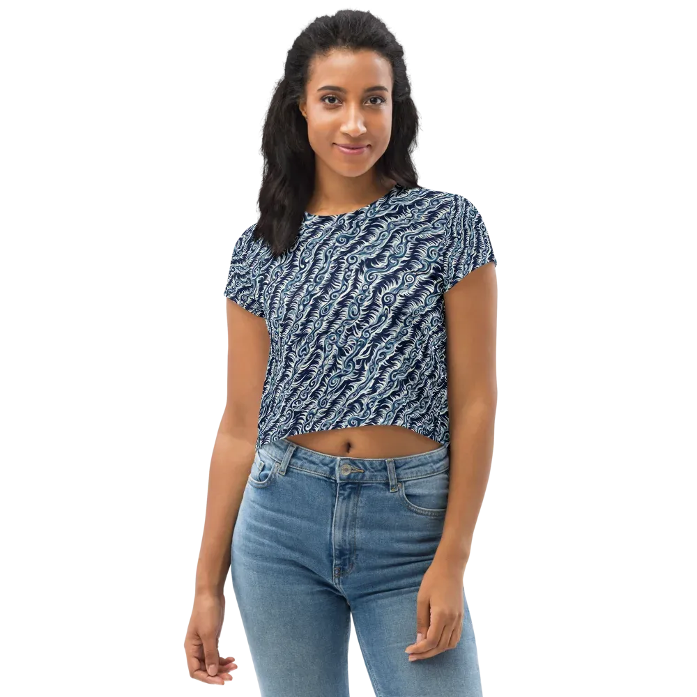 Midnight Tide on Crop Tee — Front