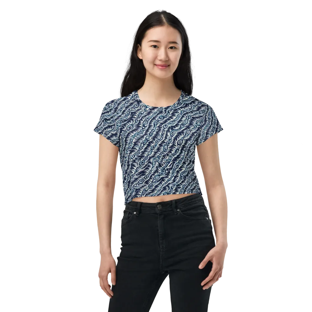 Midnight Tide on Crop Tee — Front