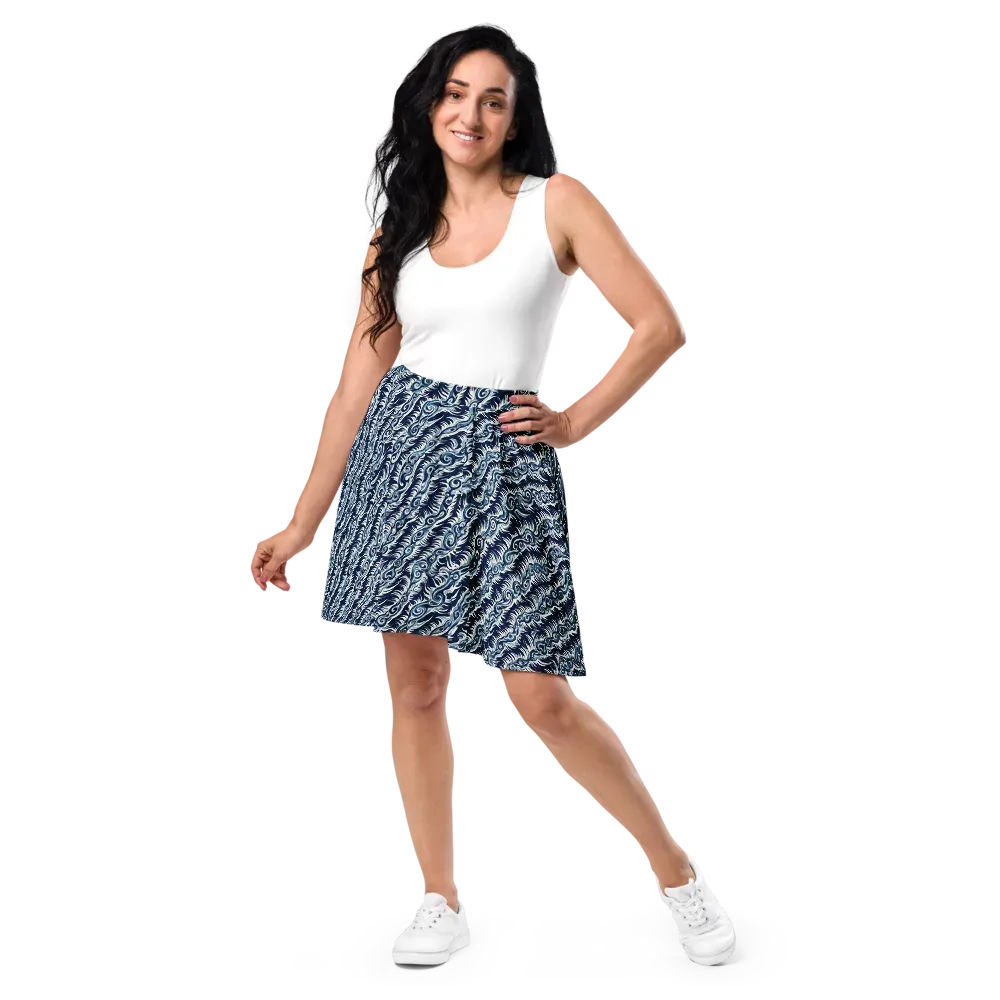 Midnight Tide on Skater Skirt — Front