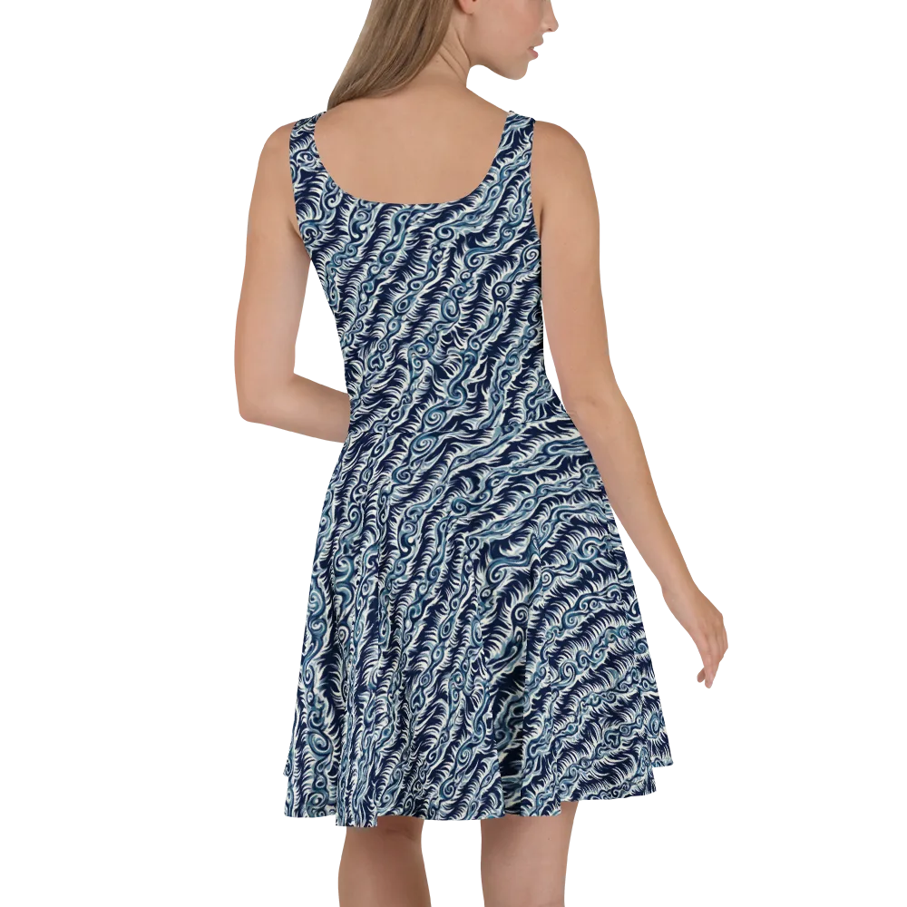 Midnight Tide on Skater Dress — Back