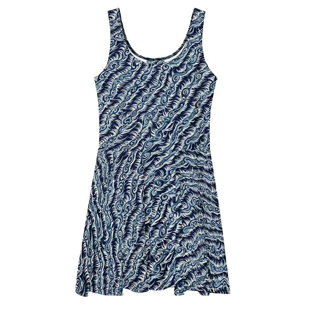 Midnight Tide on Skater Dress — Front