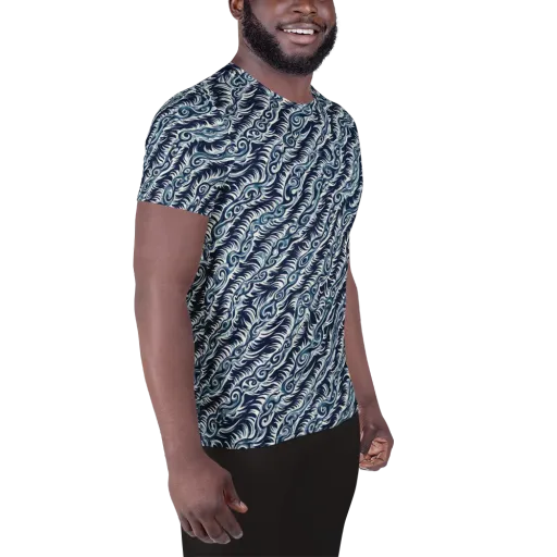 Midnight Tide on a Men's Athletic T-Shirt