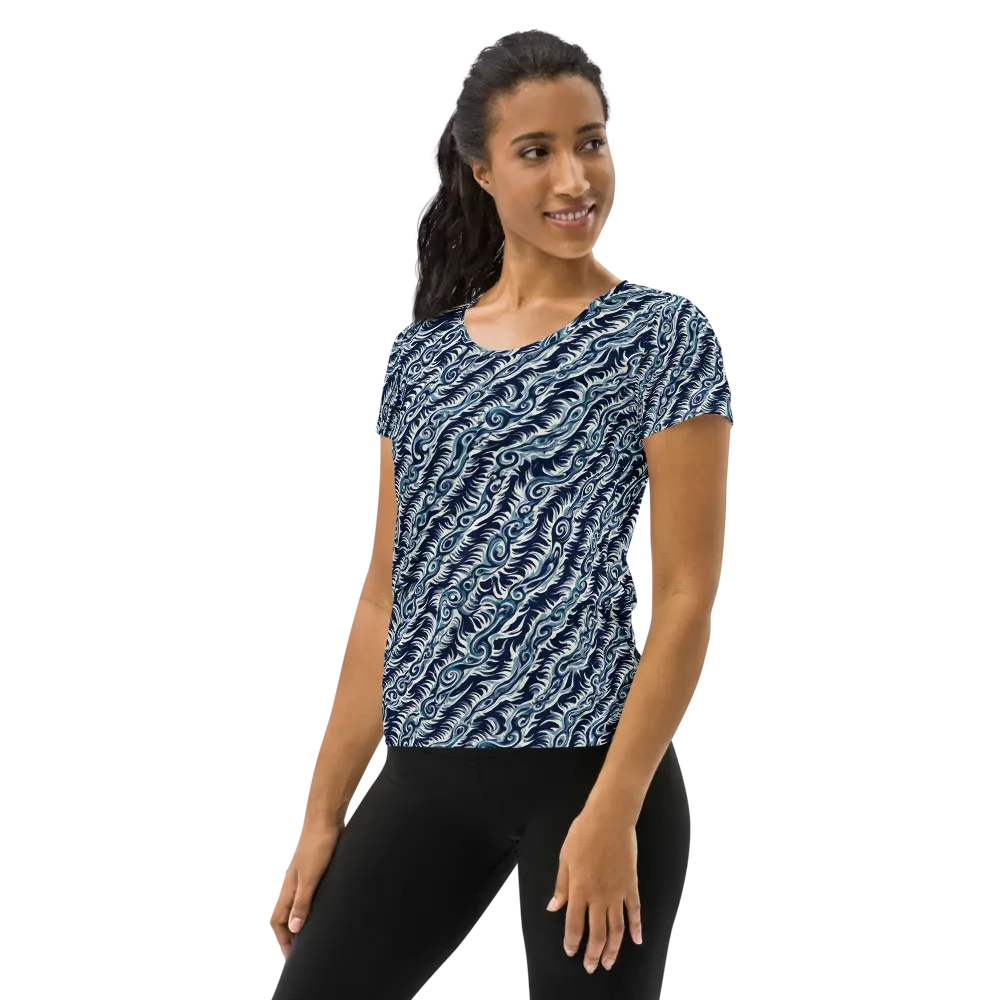 Midnight Tide on Women's Athletic T-Shirt — Left