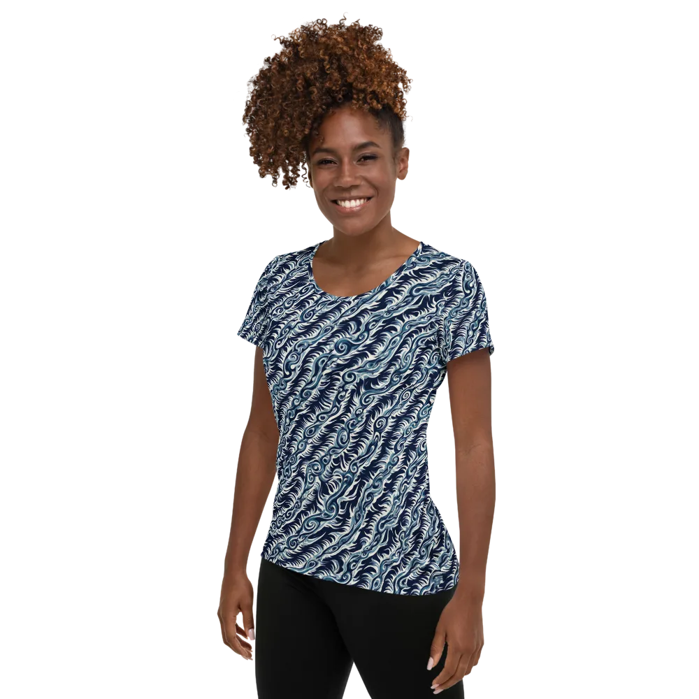 Midnight Tide on Women's Athletic T-Shirt — Left
