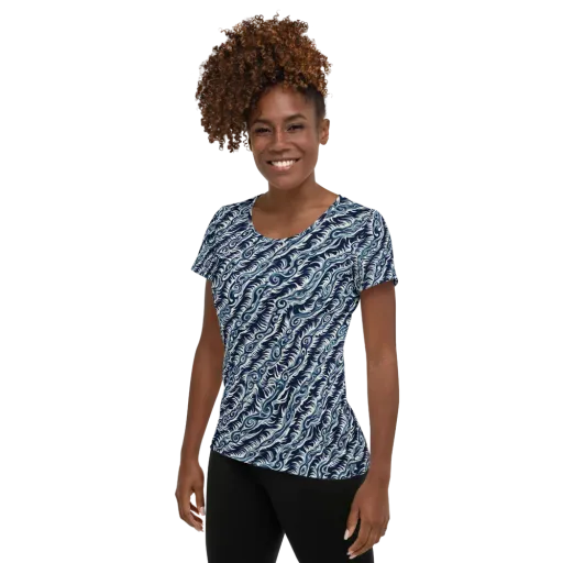 Midnight Tide on a Women's Athletic T-Shirt