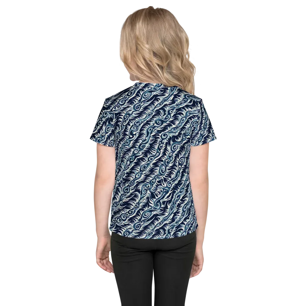Midnight Tide on Kids Crew Neck T-Shirt — Back