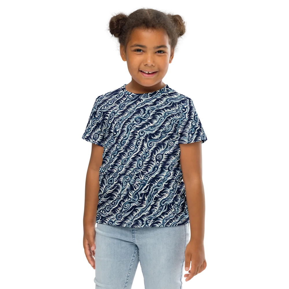 Midnight Tide on Kids Crew Neck T-Shirt — Front
